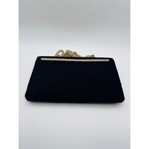 Harry Levine HL Black Evening Bag Clutch Purse USA Gold Hardware Vintage